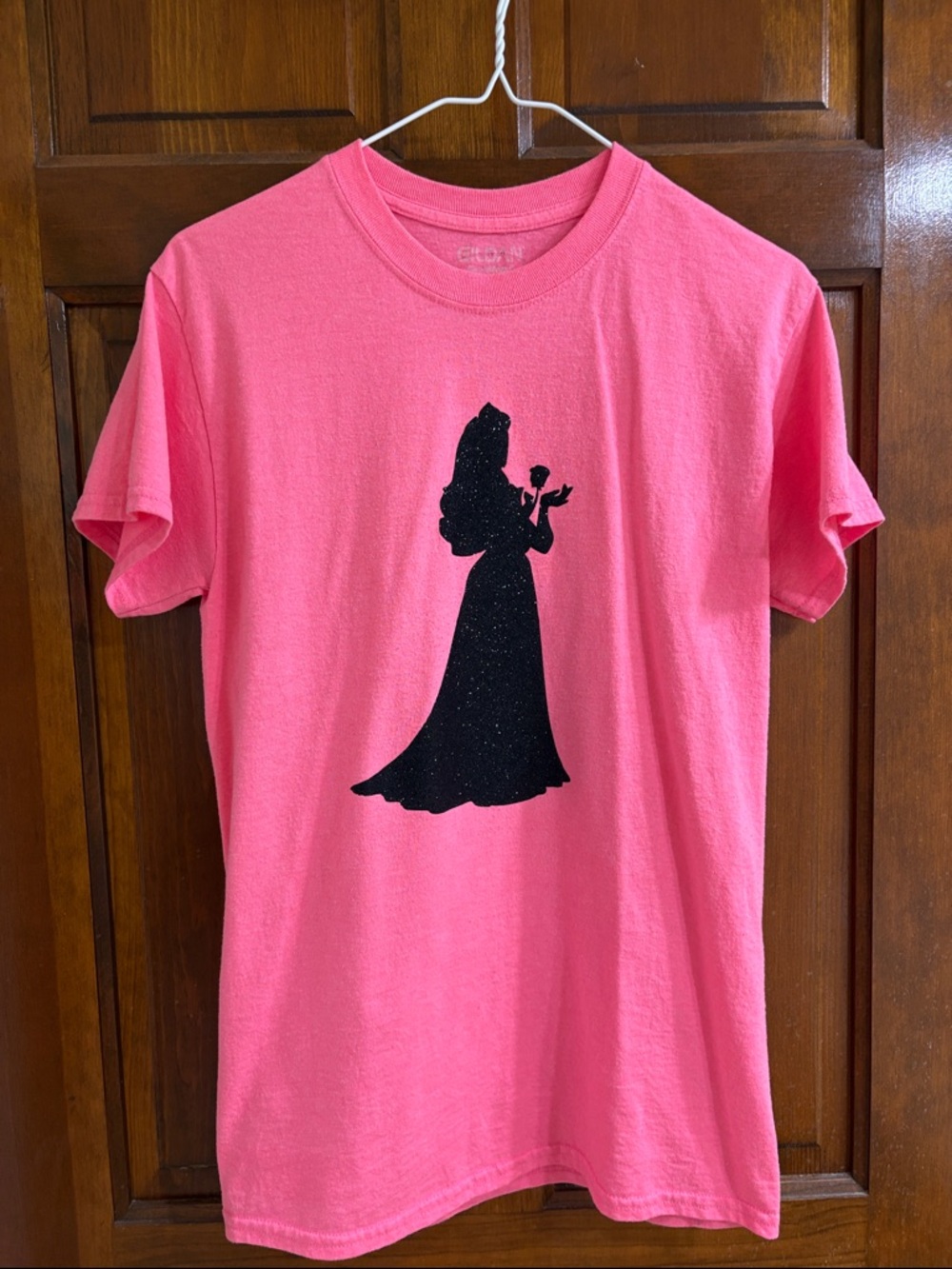 Princess Silhouette Gildan Pink Crewneck T-Shirt